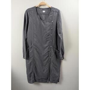 Poetry Gray Silk & Linen Minimalist Natural Button Tunic Pocket Dress US Size 6